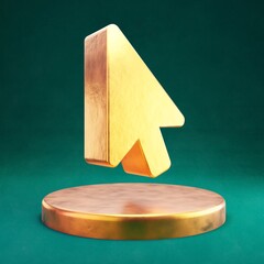 Mouse Pointer icon. Fortuna Gold Mouse Pointer symbol on golden podium.