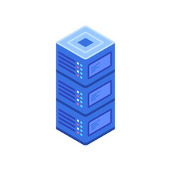 Vector illustration of computer servers. Isometric servers icon illustration. Sever network computer concepts.