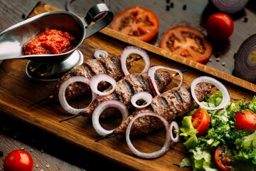 Chopped lamb with spices cooked over an open fire
