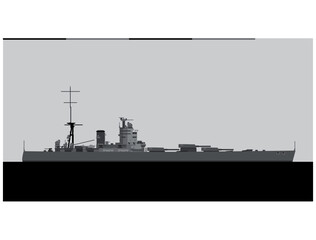 HMS NELSON 1927. Royal Navy battleship. Vector image for illustrations and infographics.