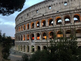Fototapeta na wymiar Colosseum at sunset in Rome