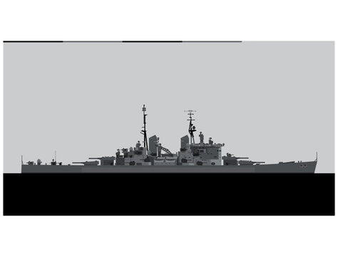 HMS VANGUARD 1946. Royal Navy battleship. Vector image for illustrations and infographics.