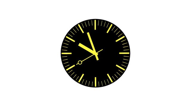 Animation with the black clock on the white background