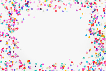 color frame, confetti, confetti on a white background, confetti frame - obrazy, fototapety, plakaty