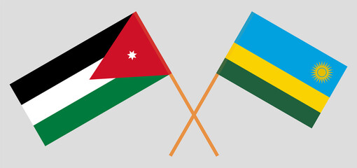 Crossed flags of Jordan and Rwanda