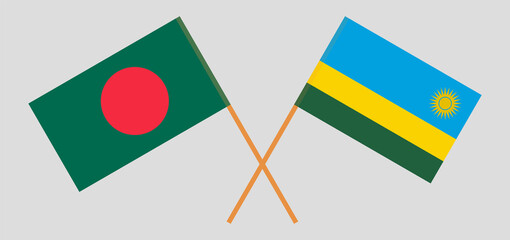 Crossed flags of Bangladesh and Rwanda