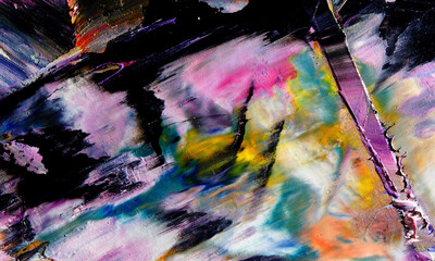 Colorful abstract painting background. . Fluid ink Color texture. Intensive multicolor mix of oil...