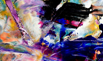 Colorful abstract painting background. . Fluid ink Color texture. Intensive multicolor mix of oil...