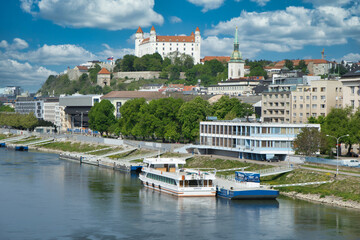 View from the Old Bridge on Bratislava city center