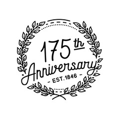 175 years anniversary celebrations design template. 175th logo. Vector and illustrations.