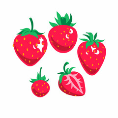 Flat colored strawberry set