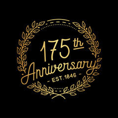 175 years anniversary celebrations design template. 175th logo. Vector and illustrations.