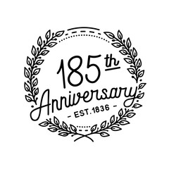 185 years anniversary celebrations design template. 185th logo. Vector and illustrations.
