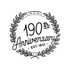 190 years anniversary celebrations design template. 190th logo. Vector and illustrations.