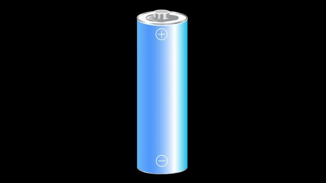 Blue color battery charging animation on a black background.