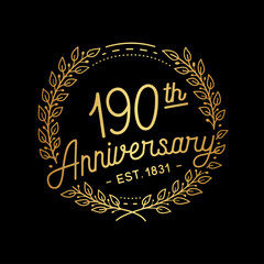 190 years anniversary celebrations design template. 190th logo. Vector and illustrations.