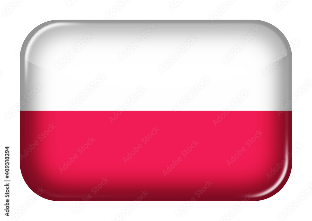 Poster poland web icon rectangle button with clipping path 3d illustration