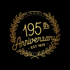 195 years anniversary celebrations design template. 195th logo. Vector and illustrations.