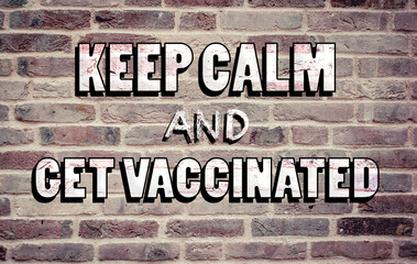 Urban background with the text of a strong message for you to get vaccinated and relax.