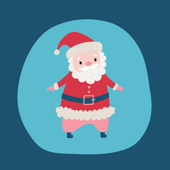 Cute cartoon Santa Claus for Christmas and New Year greeting design. Holiday character. Vector illustration