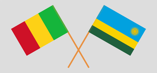 Crossed flags of Mali and Rwanda