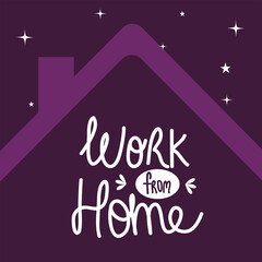 work from home at night vector design