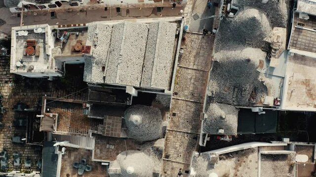Aerial view over Alberobello in Italy.