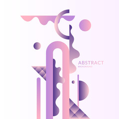 A surreal composition of different abstract and geometric shapes in pastel colors. Vector illustration and template.