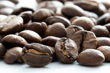 Close-up on roasted coffee beans