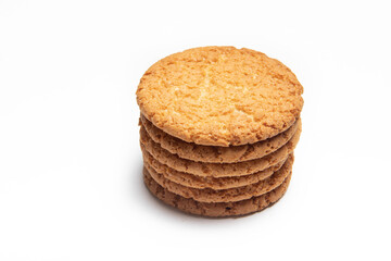 A stack of cookies isolated on a white background . Cookie. Bakery products.. Copy space