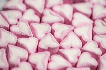 Fototapeta na wymiar Marshmallows in the shape of a heart for Valentine's Day