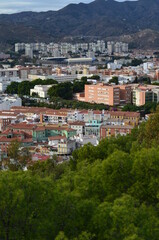 Fototapeta na wymiar City of Malaga, Spain seen from Viewpoint Castillo de Gibralfaro. 