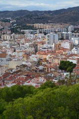 City of Malaga, Spain seen from Viewpoint Castillo de Gibralfaro. 