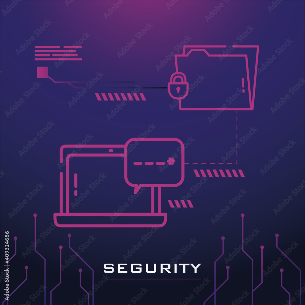 Poster cyber security laptop and filevector design