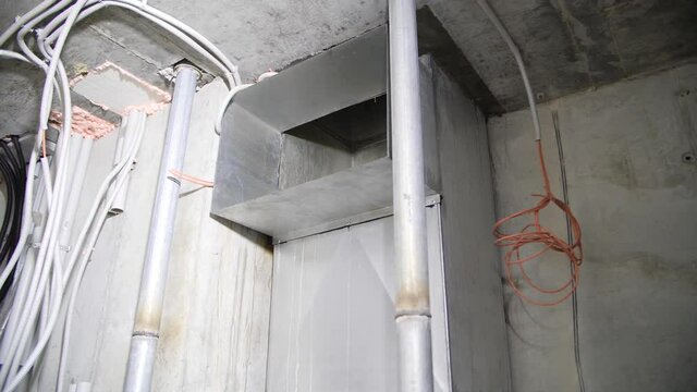 footage of ventilation shaft, metal pipe