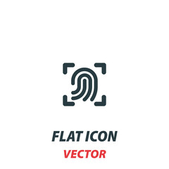 Scanned finger icon in a flat style. Vector illustration pictogram on white background. Isolated symbol suitable for mobile concept, web apps, infographics, interface and apps design