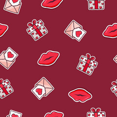 Valentine's Day red icon seamless pattern cartoon