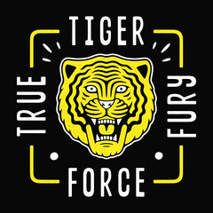 Roaring tiger poster. Tiger force illustration.