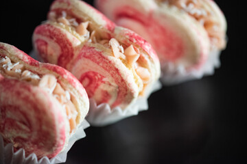 Sweet macaroons in the shape of a heart for Valentine's Day, sweets for Valentine's Day