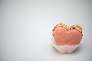 Sweet macaroons in the shape of a heart for Valentine's Day, sweets for Valentine's Day