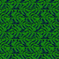 Naklejka na ściany i meble Monstera leaf seamless tropical pattern. Vector stock illustration eps 10. 