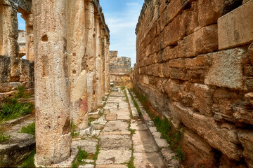 Tomb, Hierapolis - an ancient city located on the slope of the Cökelez mountain, above the Pamukkale limestone terraces, approx. 15 km from Denizli in south-western Turkey (Anatolia)