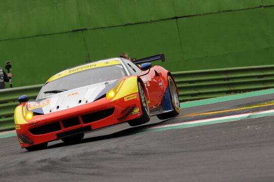 Imola, Italy May 13, 2016: AF CORSE ITA Ferrari F458 Italia Duncan Cameron (GBR) Matt Griffin (IRL) Aaron Scott (GBR), In Action During The European Le Mans Series - 4 Hours Italy.