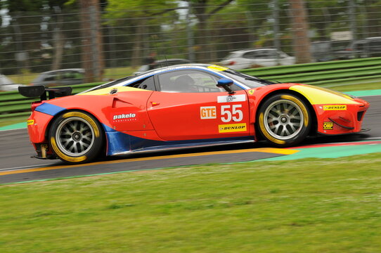 Imola, Italy May 13, 2016: AF CORSE ITA Ferrari F458 Italia Duncan Cameron (GBR) Matt Griffin (IRL) Aaron Scott (GBR), In Action During The European Le Mans Series - 4 Hours Italy.