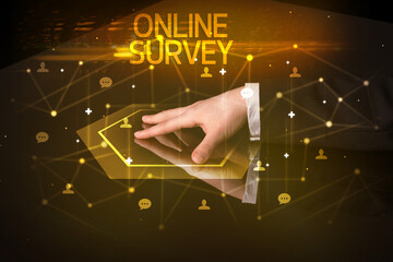 Navigating social networking with ONLINE SURVEY inscription, new media concept