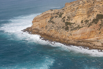 Nice view of the Atlantic Ocean coast with big waves. Surf spot