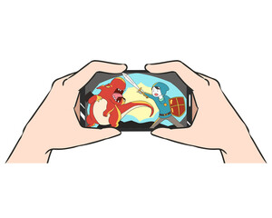 スマホ　両手持ち　ゲーム　RPG系