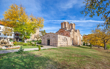 Fototapeta na wymiar Macedonian landmark. Medieval Lesnovo Monastery of St. Archangel Michael and St. Hermit Gabriel of Lesnovo, Probistip region, Republic of North Macedonia.