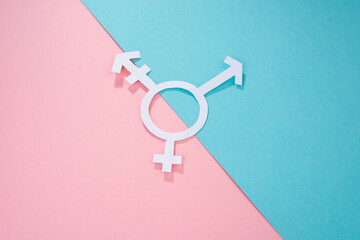 Transgender sign on pink and blue background