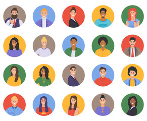 Multicultural group of people. People of different races and cultures. Cartoon characters set in flat design style. Vector